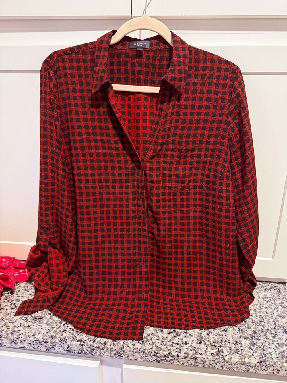 The Limited Red and Black Plaid Button-Down Shirt